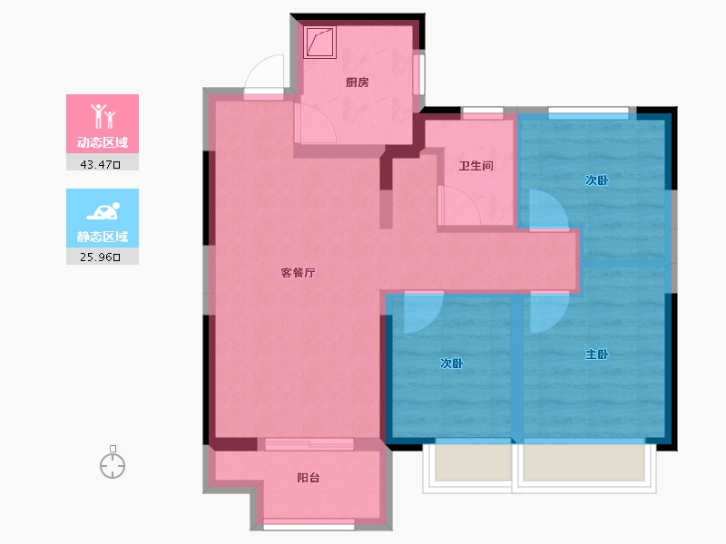 河北省-石家庄市-金地阅峯-75.00-户型库-动静分区