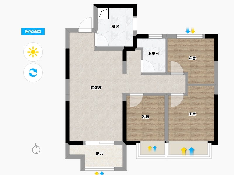 河北省-石家庄市-金地阅峯-75.00-户型库-采光通风