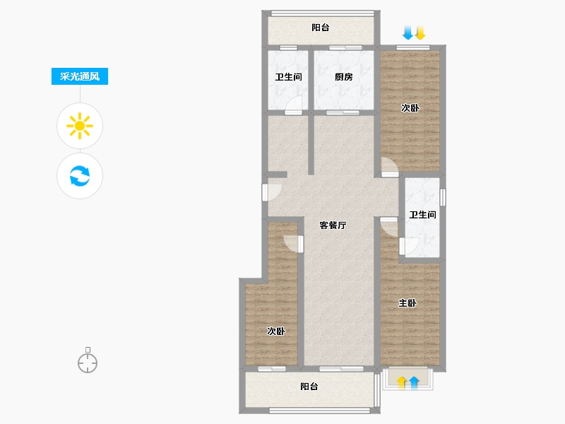 河南省-信阳市-中汇澜湾-121.00-户型库-采光通风