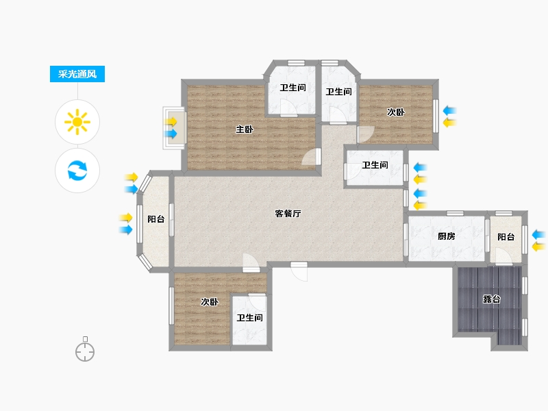 湖南省-长沙市-富兴时代御城-143.03-户型库-采光通风