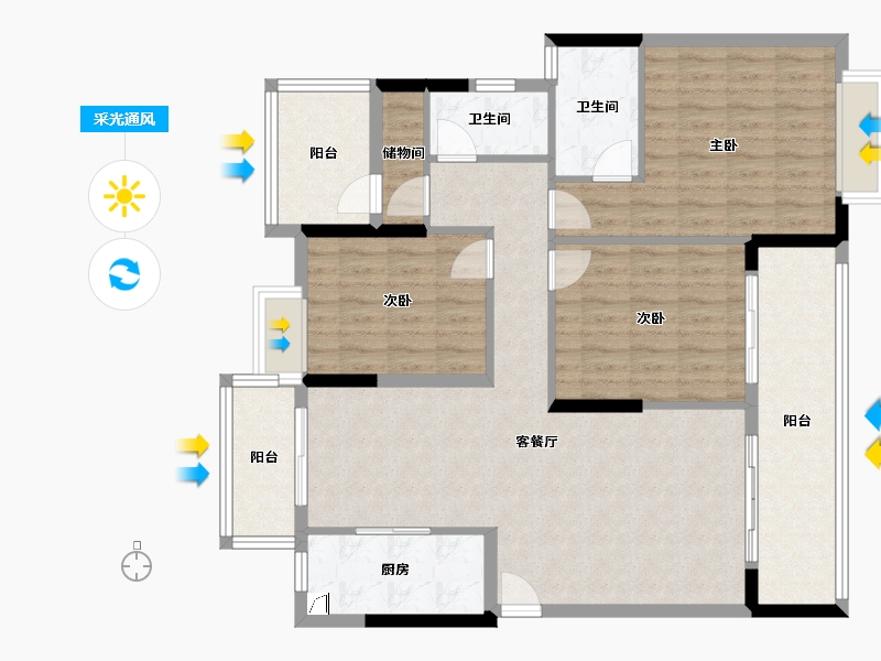 广东省-韶关市-奥园江山壹品-121.00-户型库-采光通风