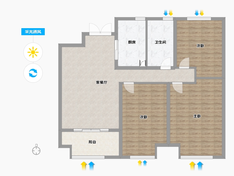 河北省-衡水市-恒茂江南国际-111.00-户型库-采光通风