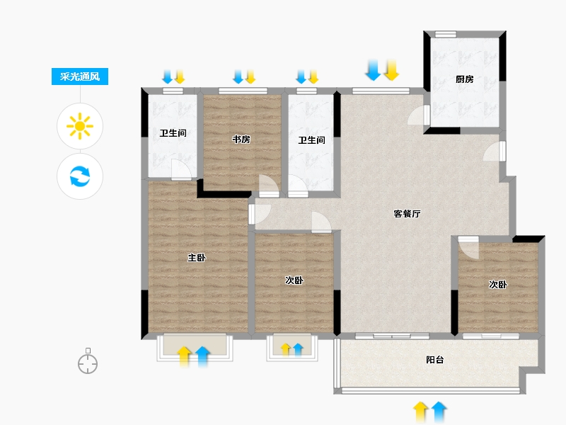 浙江省-温州市-东樾府聆涛苑-140.00-户型库-采光通风