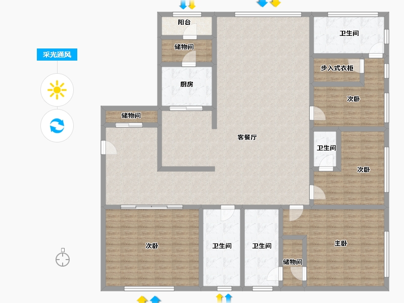 天津-天津市-招商津湾天玺-200.00-户型库-采光通风