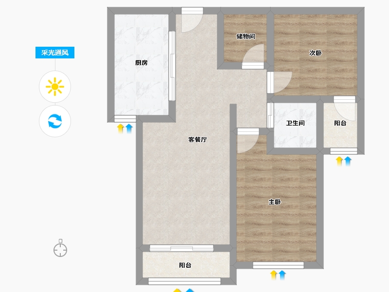 福建省-厦门市-建发·翔城国际一期-63.00-户型库-采光通风