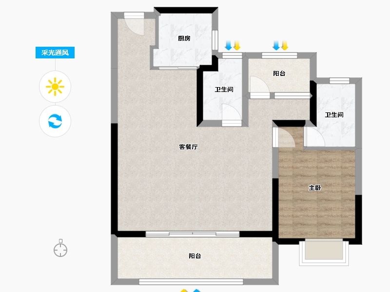 安徽省-合肥市-润城中心-87.12-户型库-采光通风