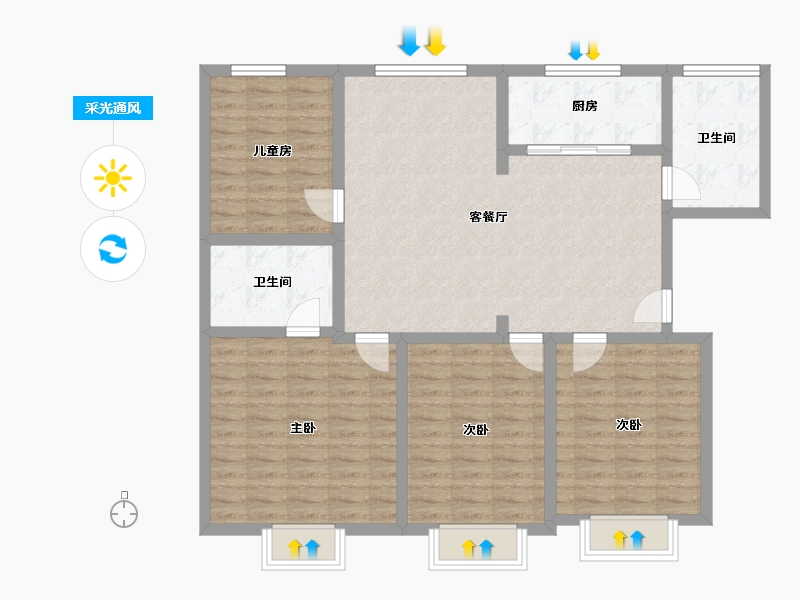 河南省-安阳市-北杨庄新区B区-140.00-户型库-采光通风