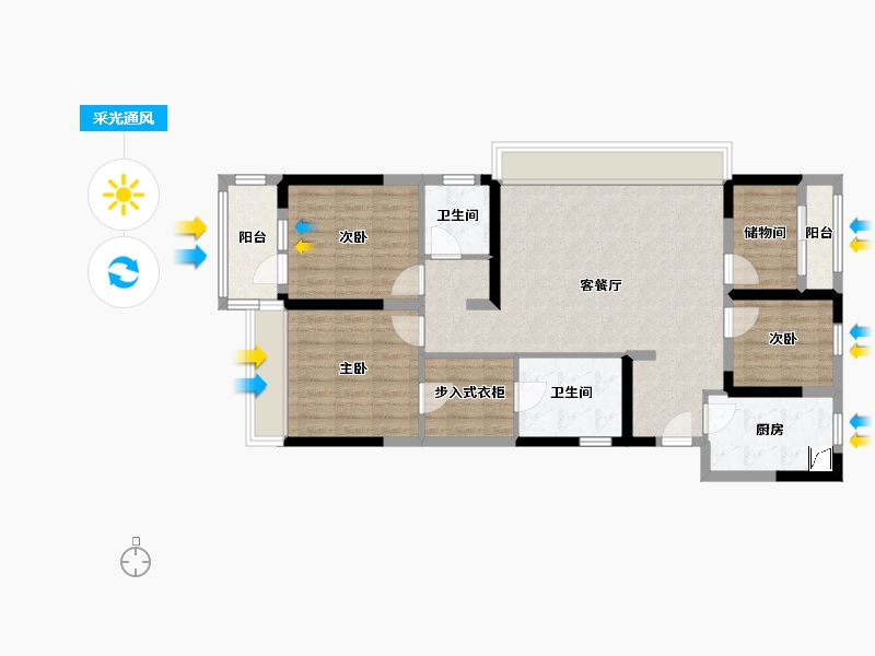 浙江省-绍兴市-保利-120.00-户型库-采光通风