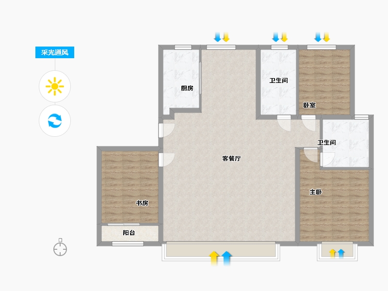 山东省-济宁市-融创滨江壹号-130.00-户型库-采光通风