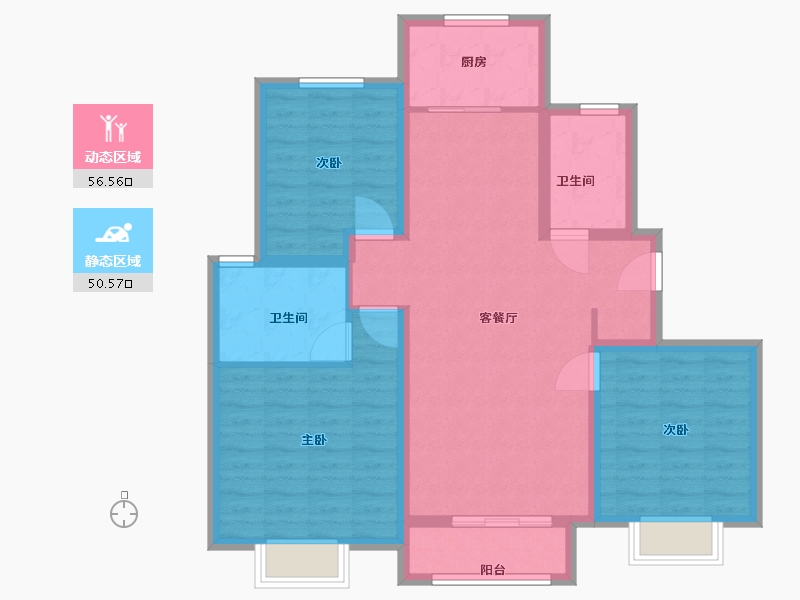 河北省-邯郸市-未来城（悦都小区）-96.00-户型库-动静分区