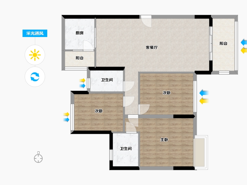 广东省-佛山市-逸豪星座-103.00-户型库-采光通风