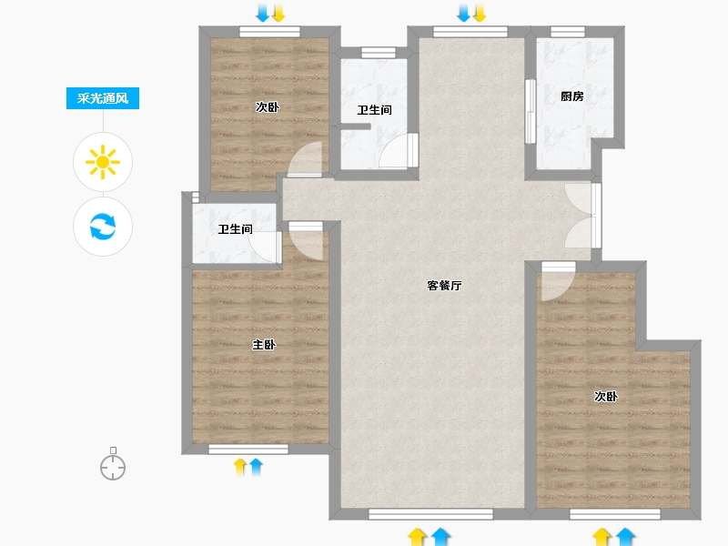 内蒙古自治区-通辽市-嘉和瑞祥府-110.36-户型库-采光通风