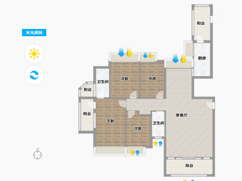 福建省-龙岩市-旺角壹号-143.00-户型库-采光通风