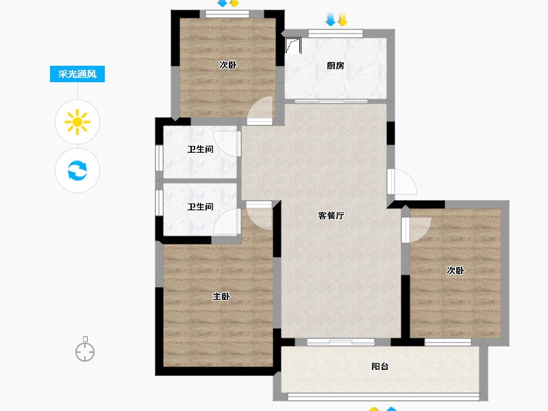 安徽省-马鞍山市-新宸金悦府-121.00-户型库-采光通风