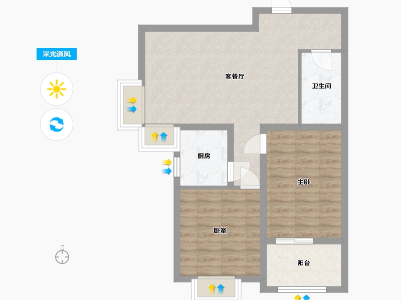 陕西省-西安市-龙苑新世纪-76.00-户型库-采光通风