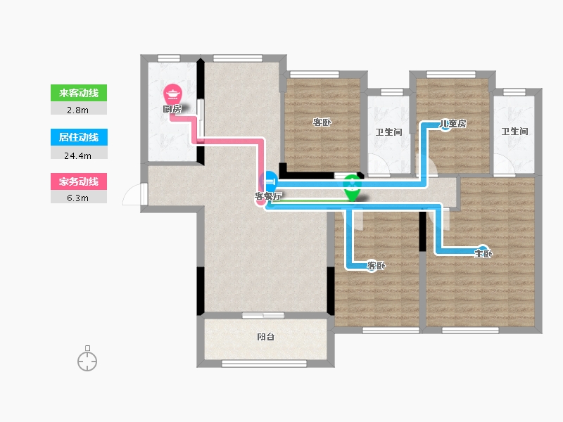 湖北省-咸宁市-康美健康城-120.00-户型库-动静线