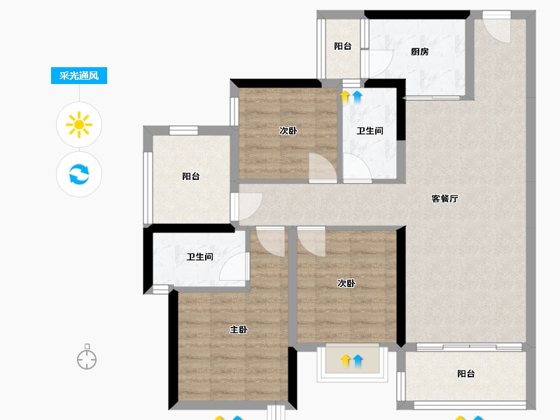 广东省-惠州市-中洲半岛城邦五期-88.35-户型库-采光通风