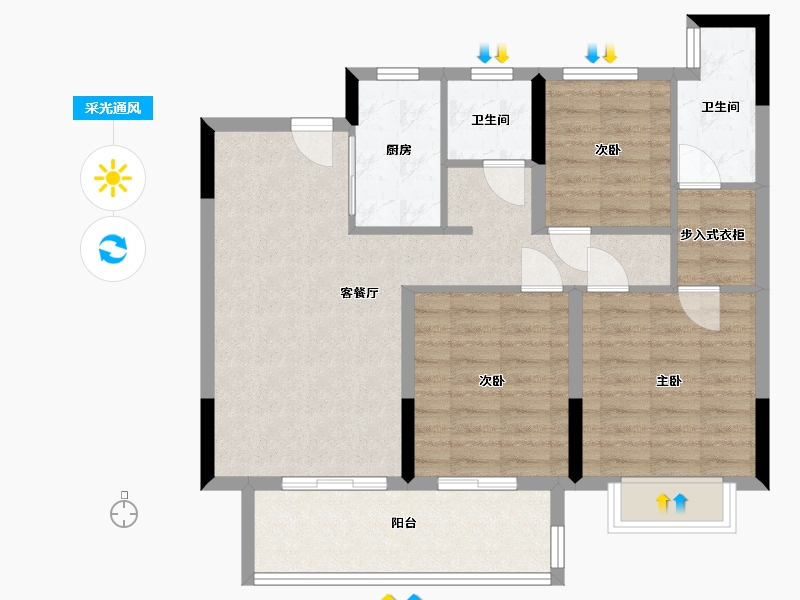 江苏省-盐城市-德惠   悦珑府-85.00-户型库-采光通风