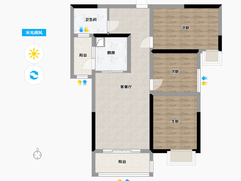 河南省-漯河市-阳光福园-80.00-户型库-采光通风