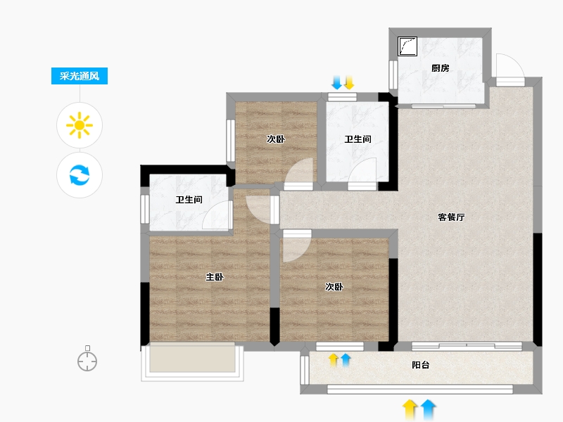 四川省-成都市-杨湾小区-92.45-户型库-采光通风