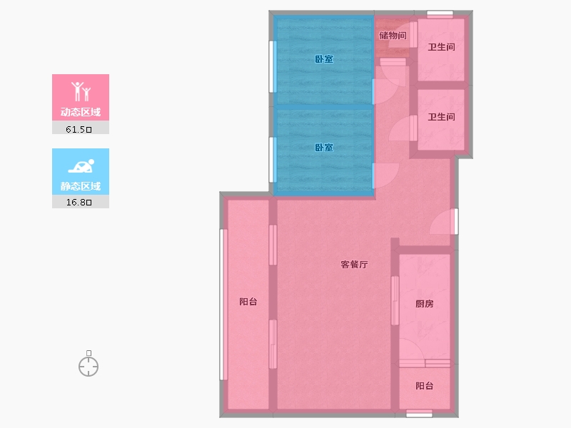 广西壮族自治区-南宁市-宏湖壹号城-86.20-户型库-动静分区