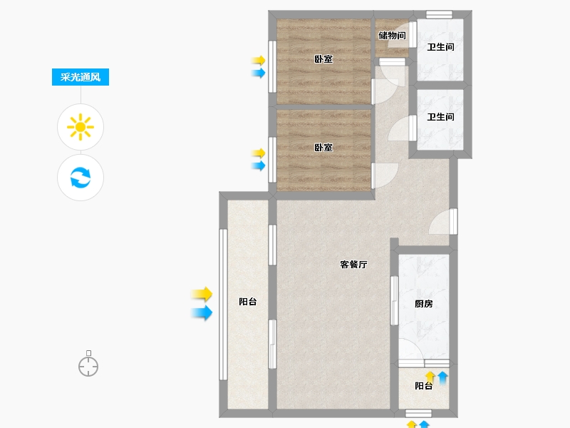 广西壮族自治区-南宁市-宏湖壹号城-86.20-户型库-采光通风