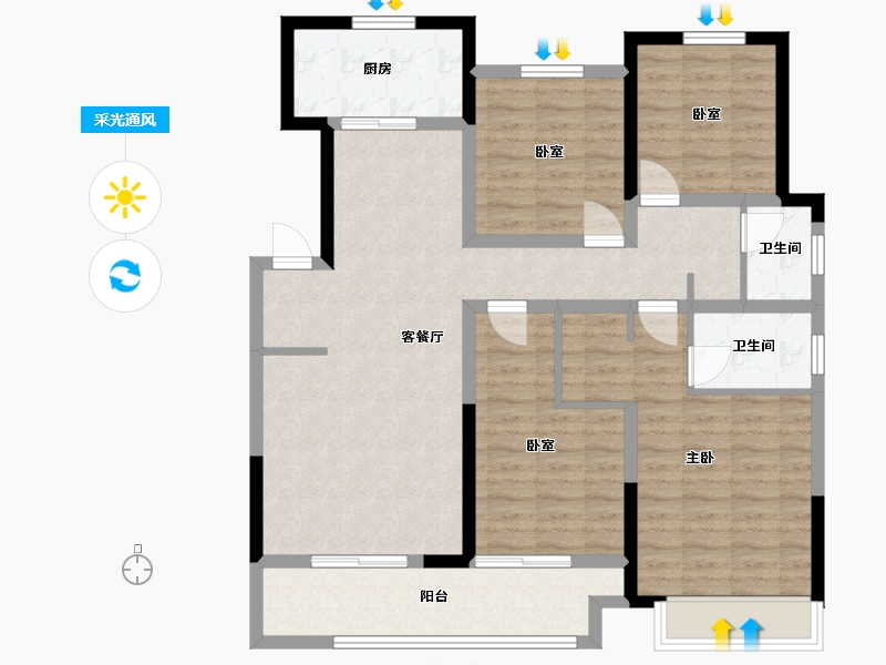 宁夏回族自治区-银川市-绿地城-3期-116.00-户型库-采光通风