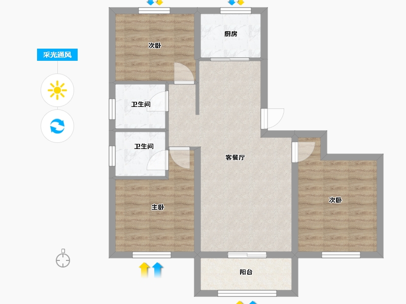 河北省-唐山市-睿德佳苑-82.00-户型库-采光通风