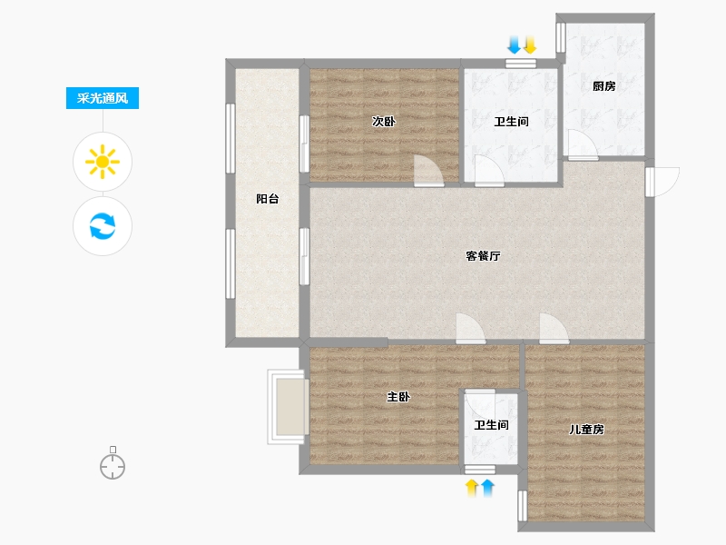 湖南省-衡阳市-雨母新城-90.00-户型库-采光通风