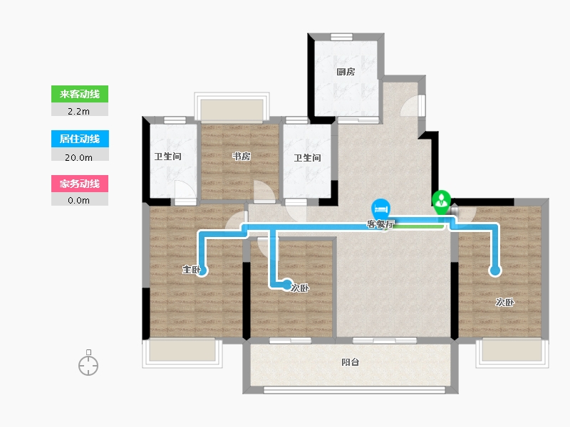 江苏省-扬州市-龙湖春江天禧-106.00-户型库-动静线