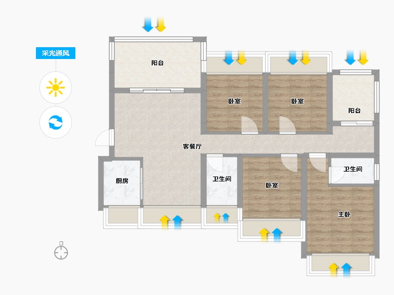 广西壮族自治区-桂林市-顺祥新天地-110.00-户型库-采光通风