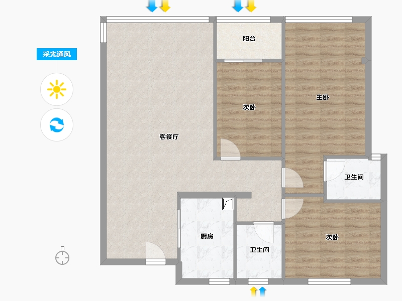 福建省-南平市-宜和佳苑-110.00-户型库-采光通风