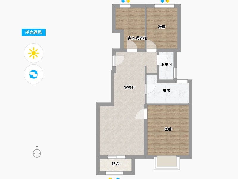 河北省-廊坊市-万科新都荟-67.00-户型库-采光通风