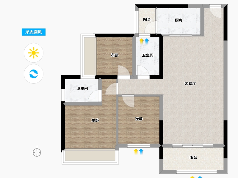 四川省-绵阳市-龙州府-88.00-户型库-采光通风