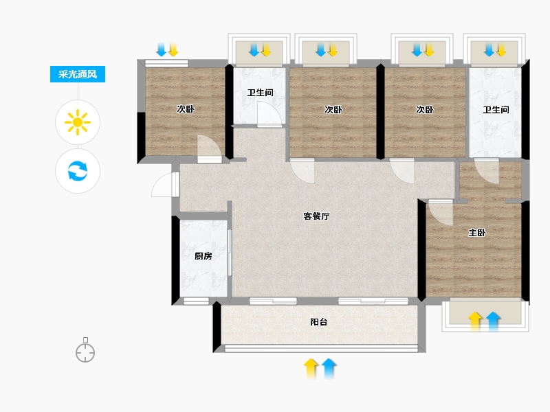 广东省-佛山市-集美江湾-90.00-户型库-采光通风