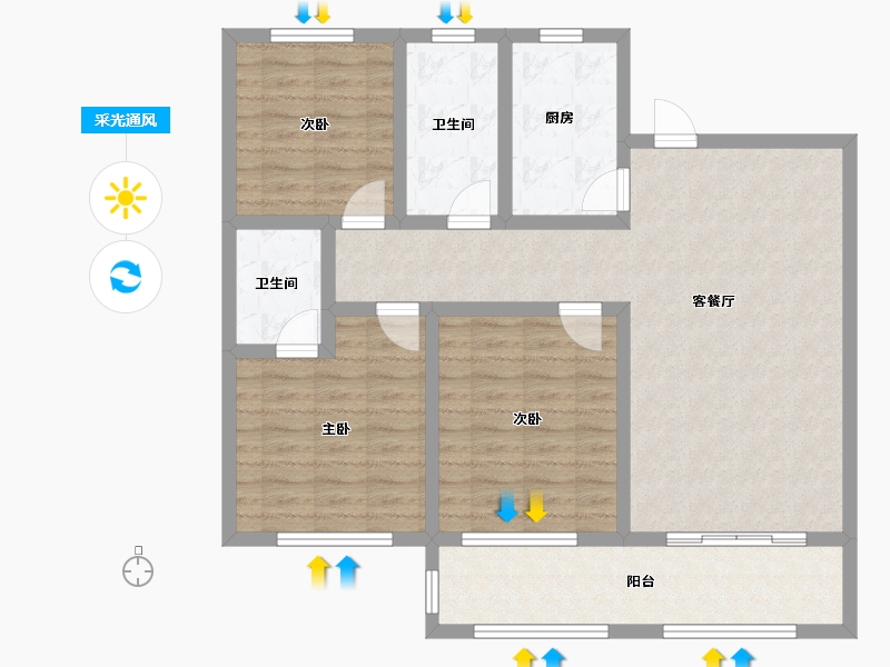 山东省-烟台市-悦岛蓝湾-97.00-户型库-采光通风