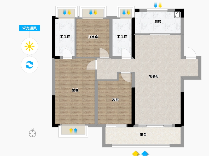 江西省-吉安市-融创天成·融公馆-98.00-户型库-采光通风