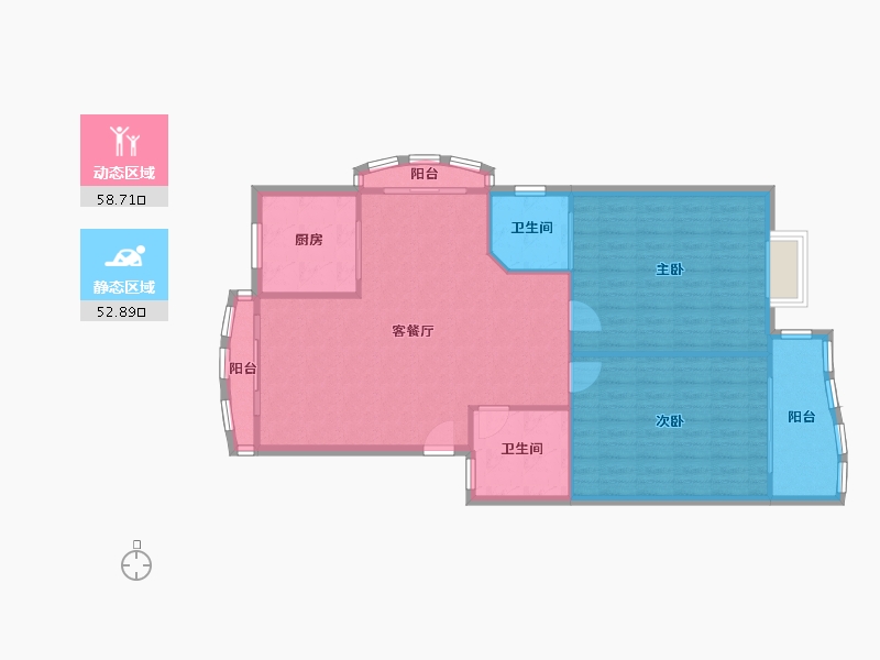 湖北省-武汉市-浩海丰太花园-106.93-户型库-动静分区