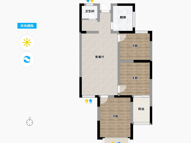 山东省-济宁市-青年城华欣苑-78.00-户型库-采光通风