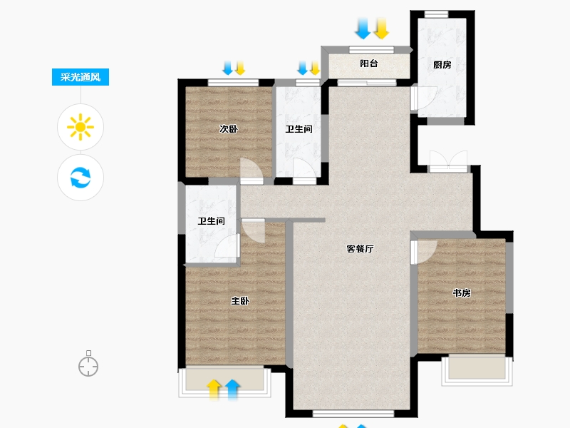 河北省-唐山市-中建城-103.00-户型库-采光通风