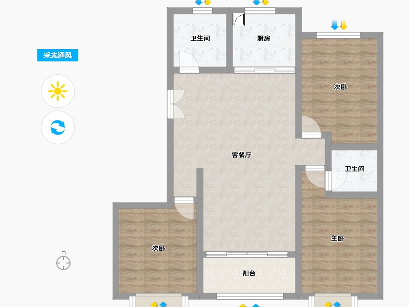 山东省-潍坊市-恒信御峰-104.00-户型库-采光通风