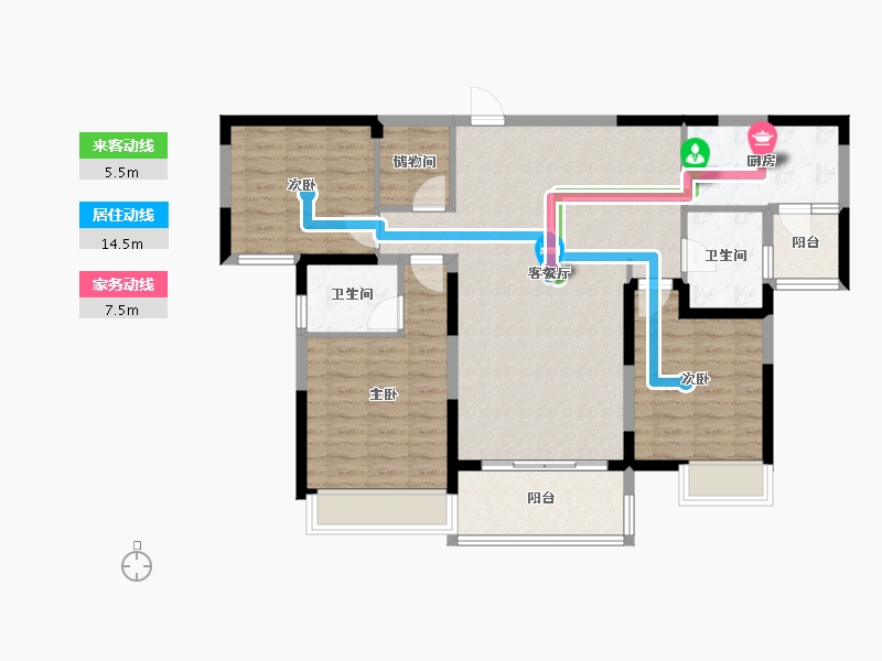 四川省-成都市-瑞居海布斯卡一期-128.18-户型库-动静线