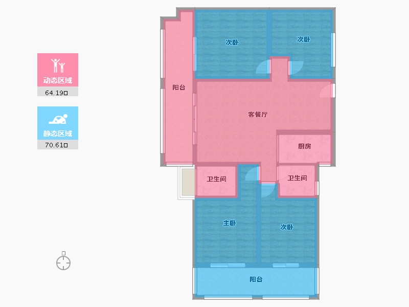 湖北省-宜昌市-中铁龙盘湖世纪山水-125.00-户型库-动静分区