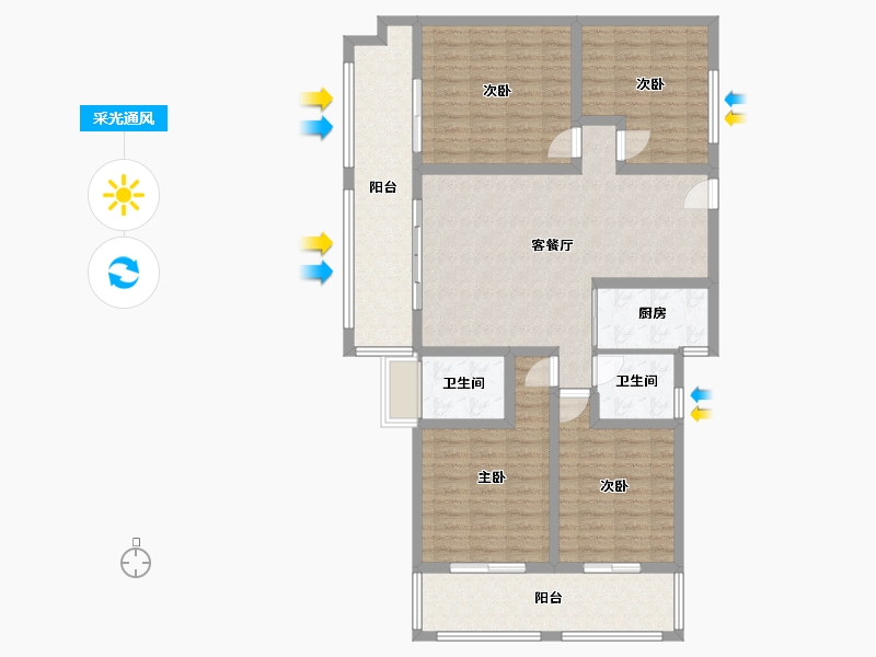 湖北省-宜昌市-中铁龙盘湖世纪山水-125.00-户型库-采光通风