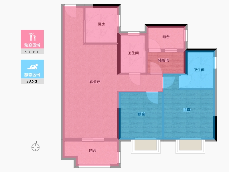 广东省-佛山市-东原印阅府-77.00-户型库-动静分区