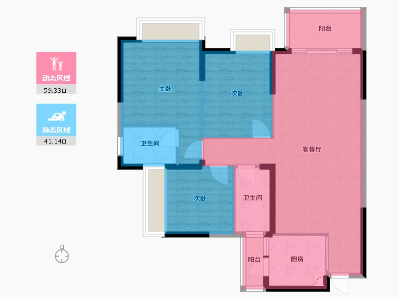 四川省-成都市-瑞居海布斯卡一期-113.56-户型库-动静分区