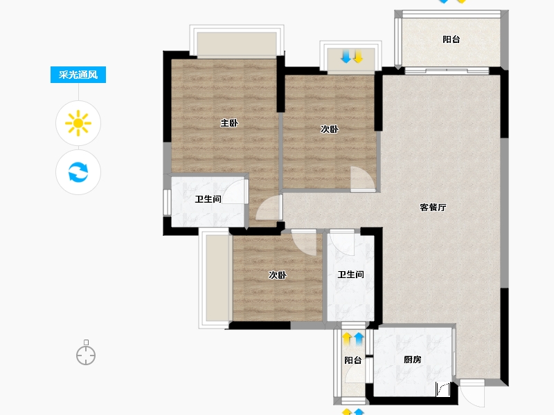 四川省-成都市-瑞居海布斯卡一期-113.56-户型库-采光通风