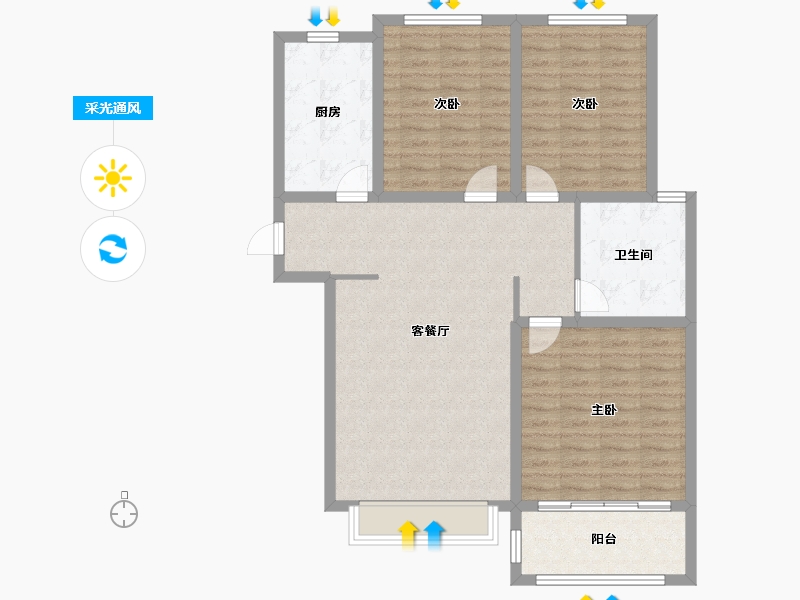 甘肃省-平凉市-世纪花园二区-103.00-户型库-采光通风