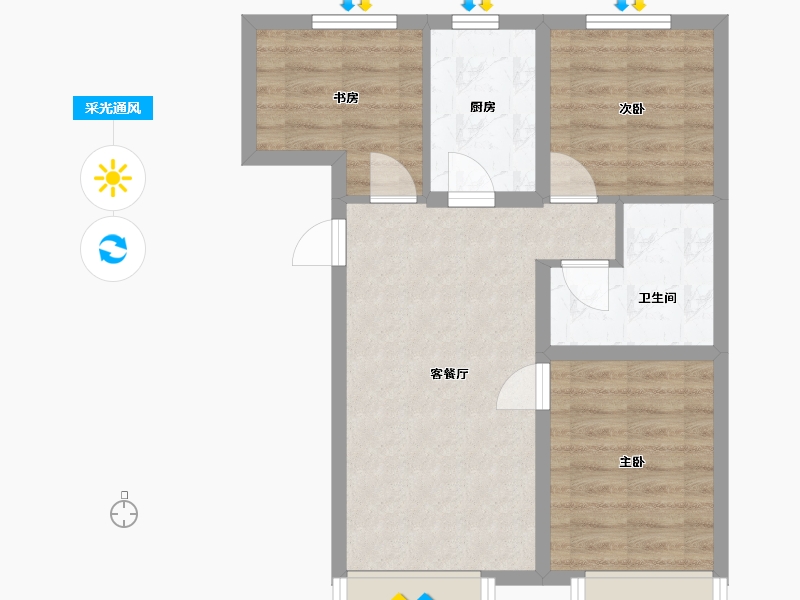 北京-北京市-融创亦庄壹号-64.97-户型库-采光通风