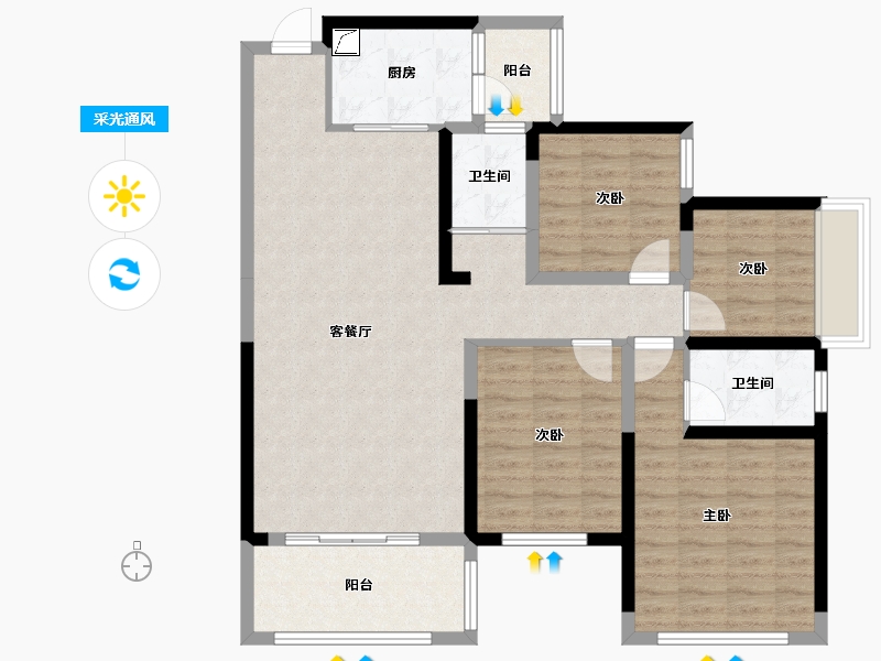 湖南省-永州市-山水城-111.25-户型库-采光通风